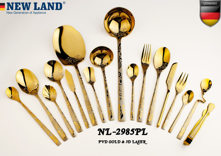 سرویس قاشق و چنگال 135 پارچ 24 نفره صندوق چوبی نیولند مدل 2985PL