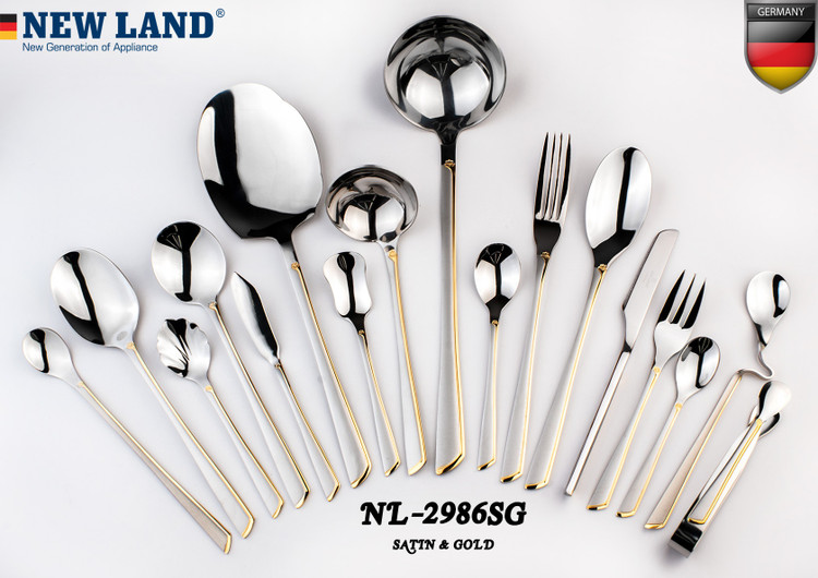 سرویس قاشق و چنگال 135 پارچ 24 نفره صندوق چوبی نیولند مدل 2986SG