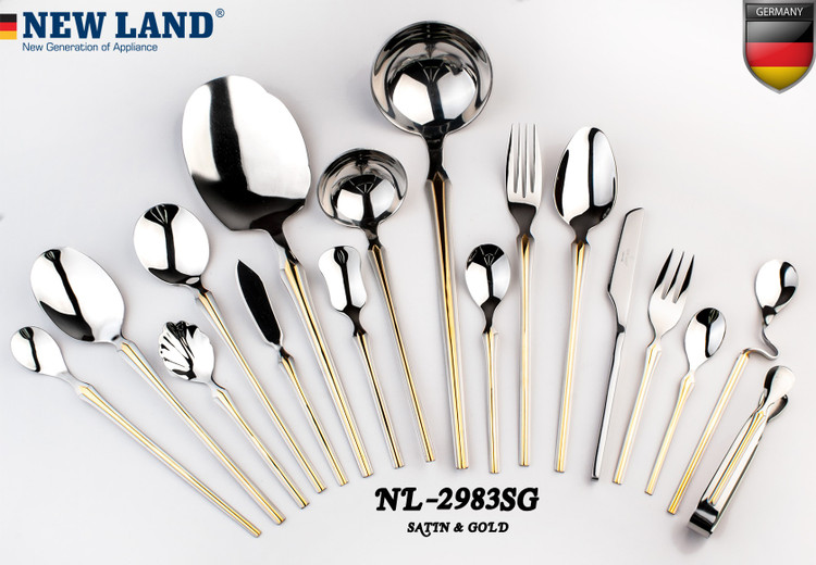 سرویس قاشق و چنگال 135 پارچ 24 نفره صندوق چوبی نیولند مدل 2983SG