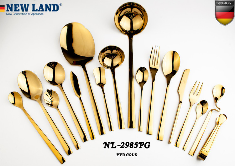 سرویس قاشق و چنگال 135 پارچ 24 نفره صندوق چوبی نیولند مدل 2985PG