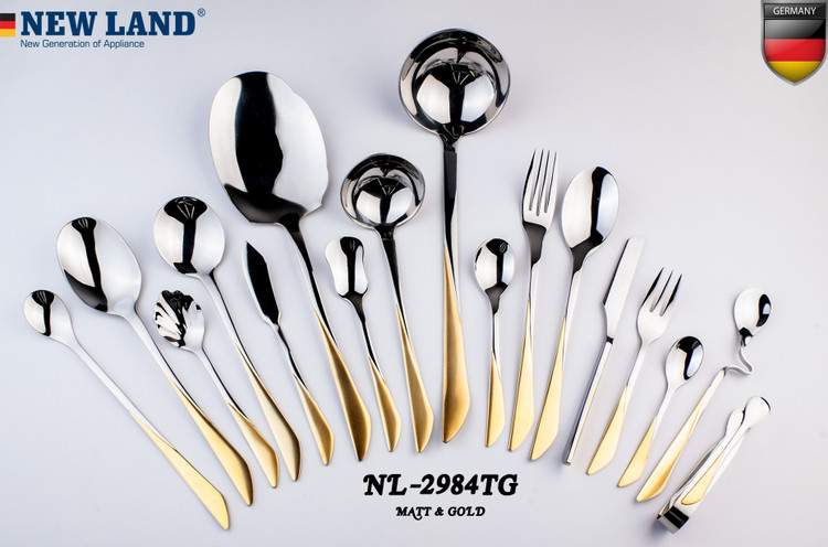 سرویس قاشق و چنگال 135 پارچ 24 نفره صندوق چوبی نیولند مدل 2984TG