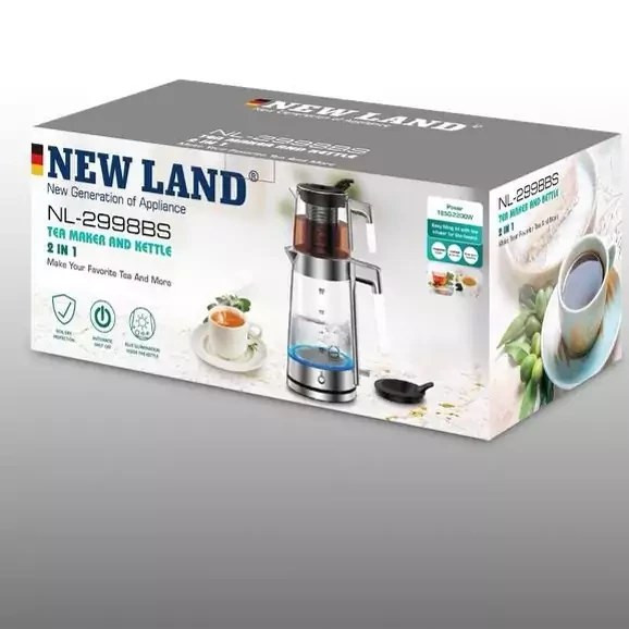 چای ساز نیولند NL-2998WS ظرفیت ۲ لیتر با کتری استیل