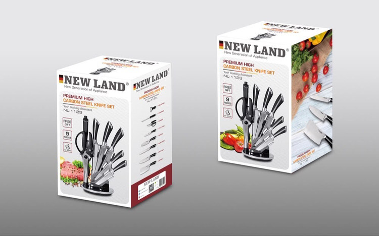 ست چاقو ۹ پارچه استیل نیولند NEW LAND NL 1123