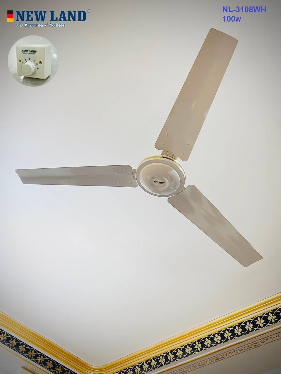 پنکه سقفی سه پرسفید Newland مدل 3108WH